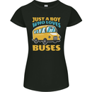 Just a Boy Who Loves Buses Bus Womens Petite Cut T-Shirt Black