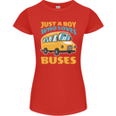 Just a Boy Who Loves Buses Bus Womens Petite Cut T-Shirt Red