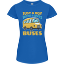 Just a Boy Who Loves Buses Bus Womens Petite Cut T-Shirt Royal Blue