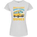 Just a Boy Who Loves Buses Bus Womens Petite Cut T-Shirt White