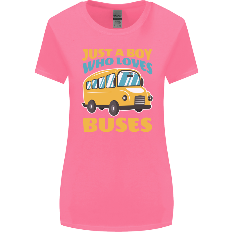 Just a Boy Who Loves Buses Bus Womens Wider Cut T-Shirt Azalea