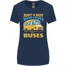 Just a Boy Who Loves Buses Bus Womens Wider Cut T-Shirt Navy Blue