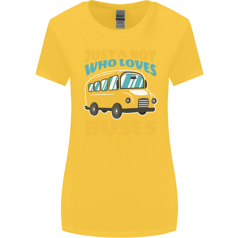 Just a Boy Who Loves Buses Bus Womens Wider Cut T-Shirt Yellow