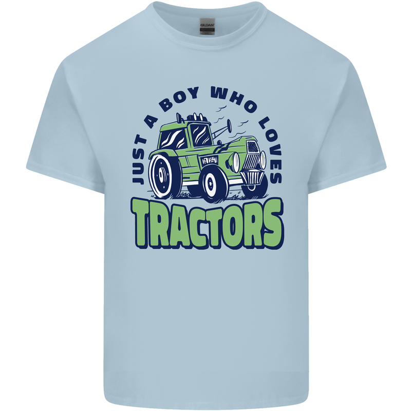 Just a Boy Who Loves Tractors Farmer Mens Cotton T-Shirt Tee Top Light Blue