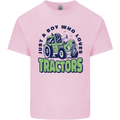 Just a Boy Who Loves Tractors Farmer Mens Cotton T-Shirt Tee Top Light Pink