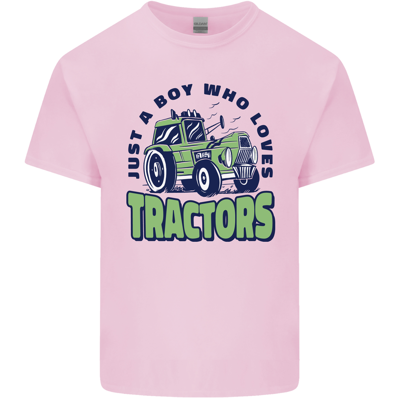Just a Boy Who Loves Tractors Farmer Mens Cotton T-Shirt Tee Top Light Pink