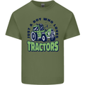 Just a Boy Who Loves Tractors Farmer Mens Cotton T-Shirt Tee Top Military Green
