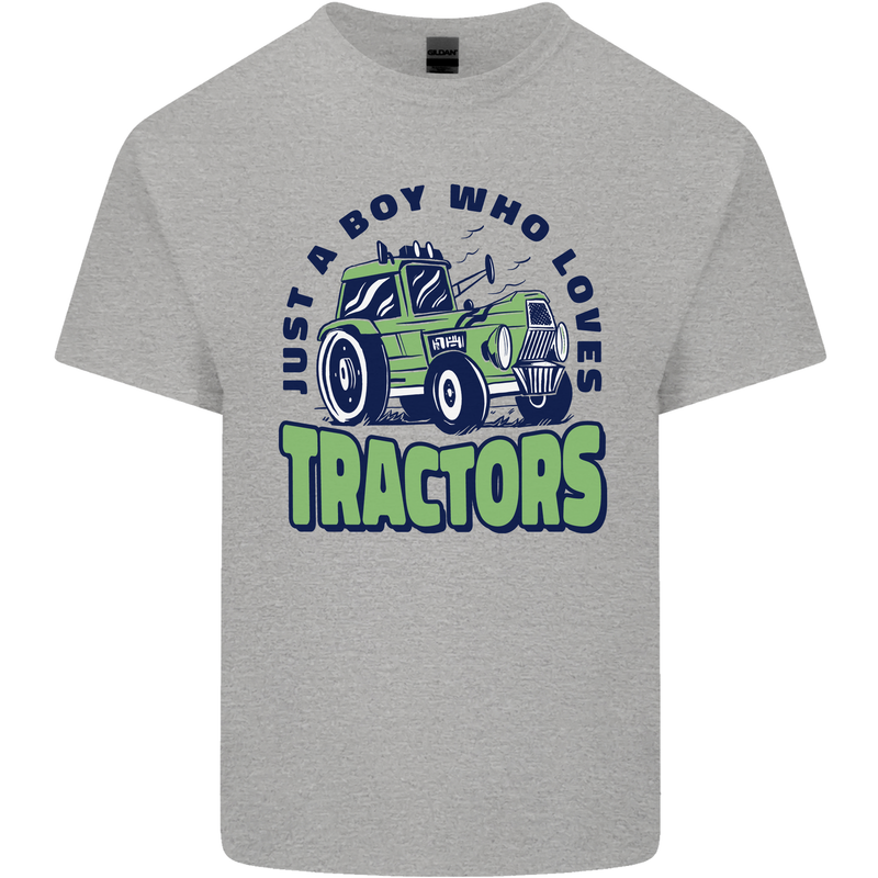 Just a Boy Who Loves Tractors Farmer Mens Cotton T-Shirt Tee Top Sports Grey