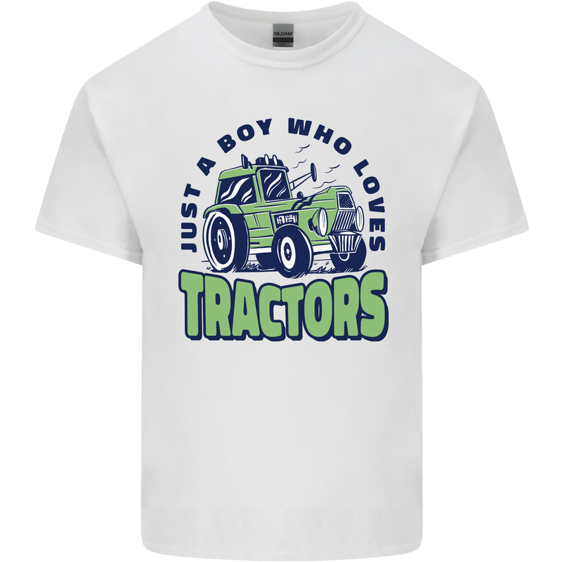Just a Boy Who Loves Tractors Farmer Mens Cotton T-Shirt Tee Top White