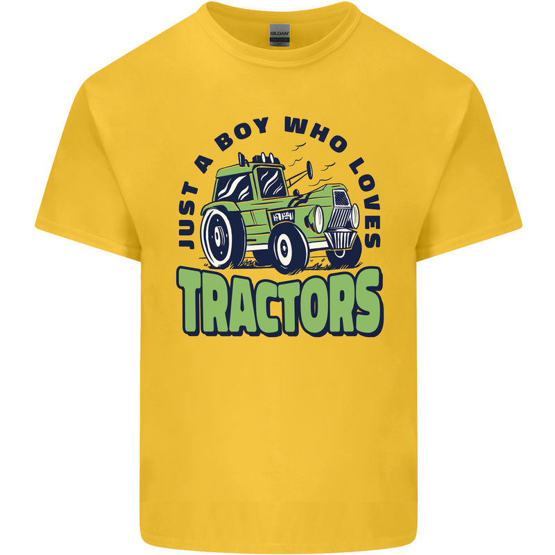 Just a Boy Who Loves Tractors Farmer Mens Cotton T-Shirt Tee Top Yellow