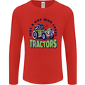 Just a Boy Who Loves Tractors Farmer Mens Long Sleeve T-Shirt Red