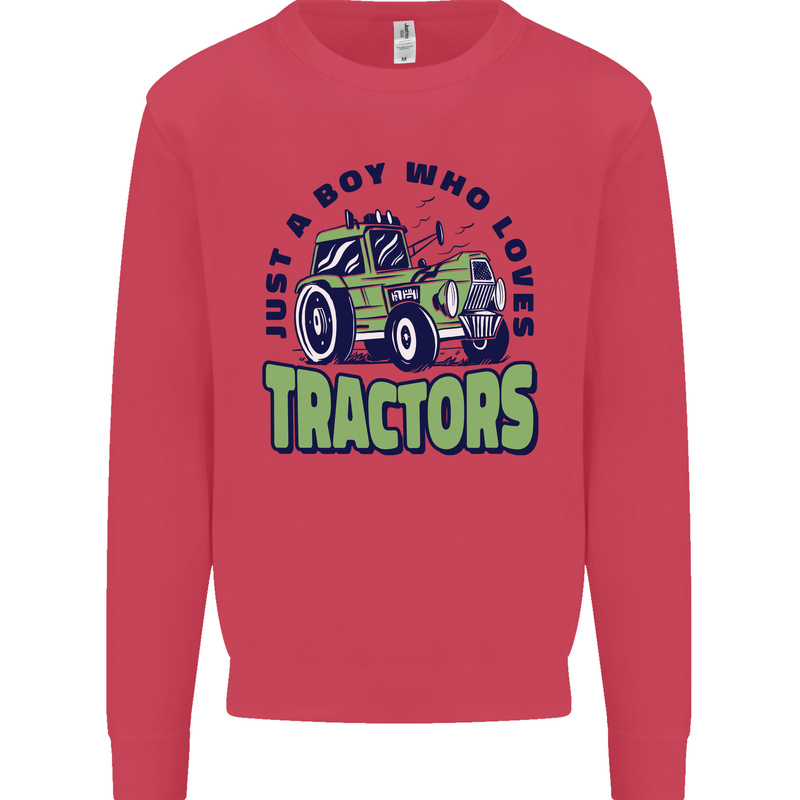 Just a Boy Who Loves Tractors Farmer Mens Sweatshirt Jumper Heliconia