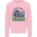 Just a Boy Who Loves Tractors Farmer Mens Sweatshirt Jumper Light Pink
