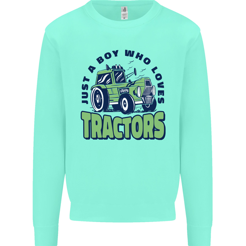 Just a Boy Who Loves Tractors Farmer Mens Sweatshirt Jumper Peppermint