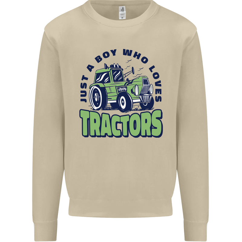 Just a Boy Who Loves Tractors Farmer Mens Sweatshirt Jumper Sand