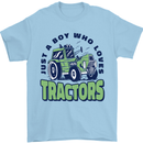 Just a Boy Who Loves Tractors Farmer Mens T-Shirt 100% Cotton Light Blue