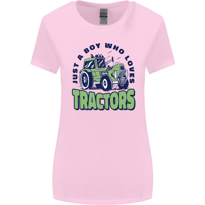 Just a Boy Who Loves Tractors Farmer Womens Wider Cut T-Shirt Light Pink