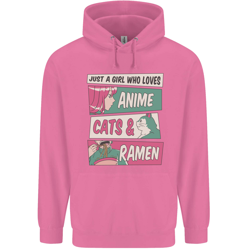 Just a Girl Who Loves Anime Cats & Ramen Mens 80% Cotton Hoodie Azelea