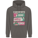Just a Girl Who Loves Anime Cats & Ramen Mens 80% Cotton Hoodie Charcoal