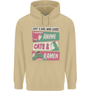 Just a Girl Who Loves Anime Cats & Ramen Mens 80% Cotton Hoodie Sand