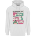 Just a Girl Who Loves Anime Cats & Ramen Mens 80% Cotton Hoodie White