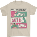 Just a Girl Who Loves Anime Cats & Ramen Mens T-Shirt 100% Cotton Sand