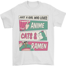 Just a Girl Who Loves Anime Cats & Ramen Mens T-Shirt 100% Cotton White