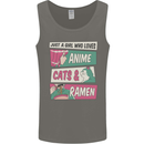 Just a Girl Who Loves Anime Cats & Ramen Mens Vest Tank Top Charcoal