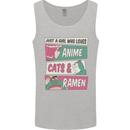 Just a Girl Who Loves Anime Cats & Ramen Mens Vest Tank Top Sports Grey