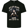 Just a Girl Who Loves Anime & a Cup of Tea Kids T-Shirt Childrens Black