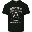 Just a Girl Who Loves Anime & a Cup of Tea Kids T-Shirt Childrens Black