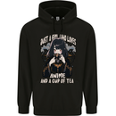 Just a Girl Who Loves Anime & a Cup of Tea Mens 80% Cotton Hoodie Black