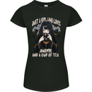 Just a Girl Who Loves Anime & a Cup of Tea Womens Petite Cut T-Shirt Black