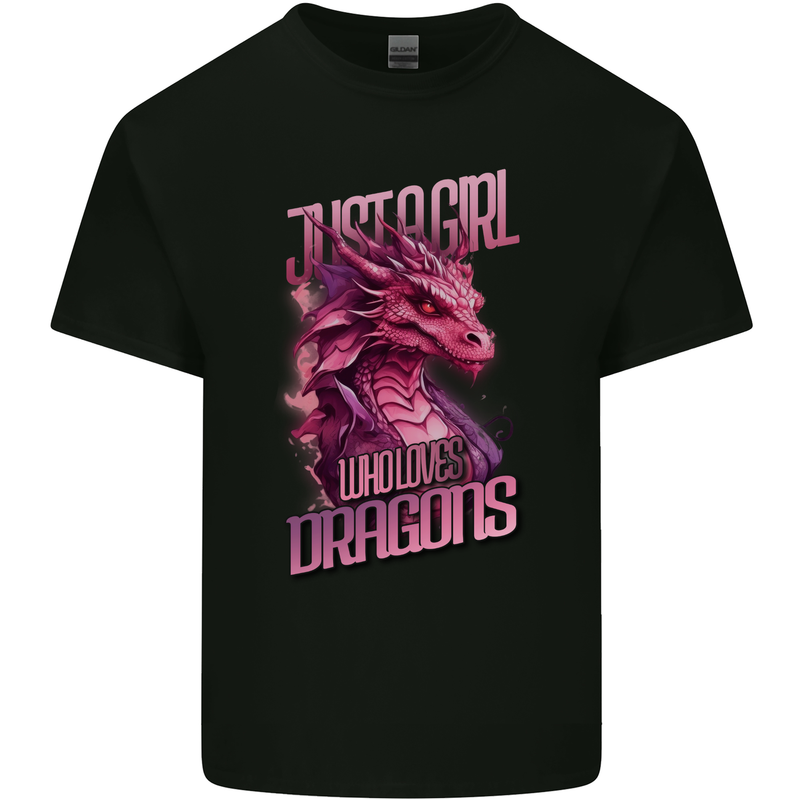 Just a Girl Who Loves Dragons Fantasy RPG Kids T-Shirt Childrens Black