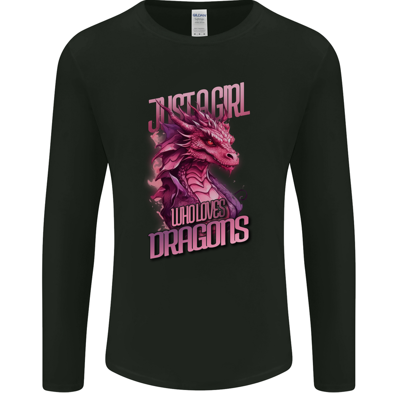 Just a Girl Who Loves Dragons Fantasy RPG Mens Long Sleeve T-Shirt Black