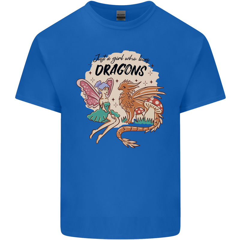 Just a Girl Who Loves Dragons RPG Fantasy Mens Cotton T-Shirt Tee Top Royal Blue