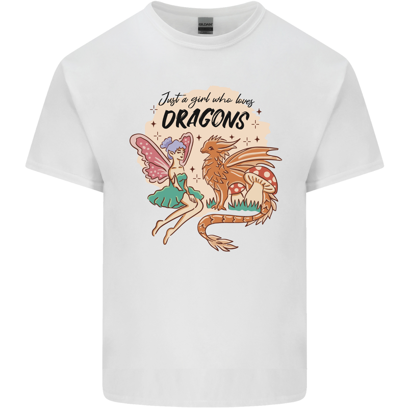 Just a Girl Who Loves Dragons RPG Fantasy Mens Cotton T-Shirt Tee Top White