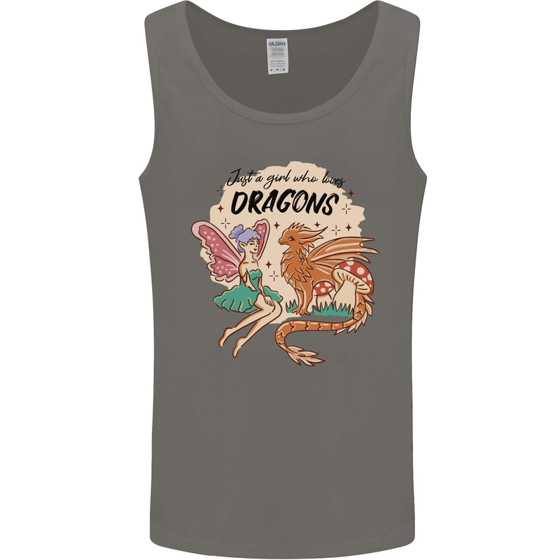 Just a Girl Who Loves Dragons RPG Fantasy Mens Vest Tank Top Charcoal