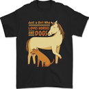 Just a Girl Who Loves Horses & Dogs Funny Mens T-Shirt 100% Cotton Black