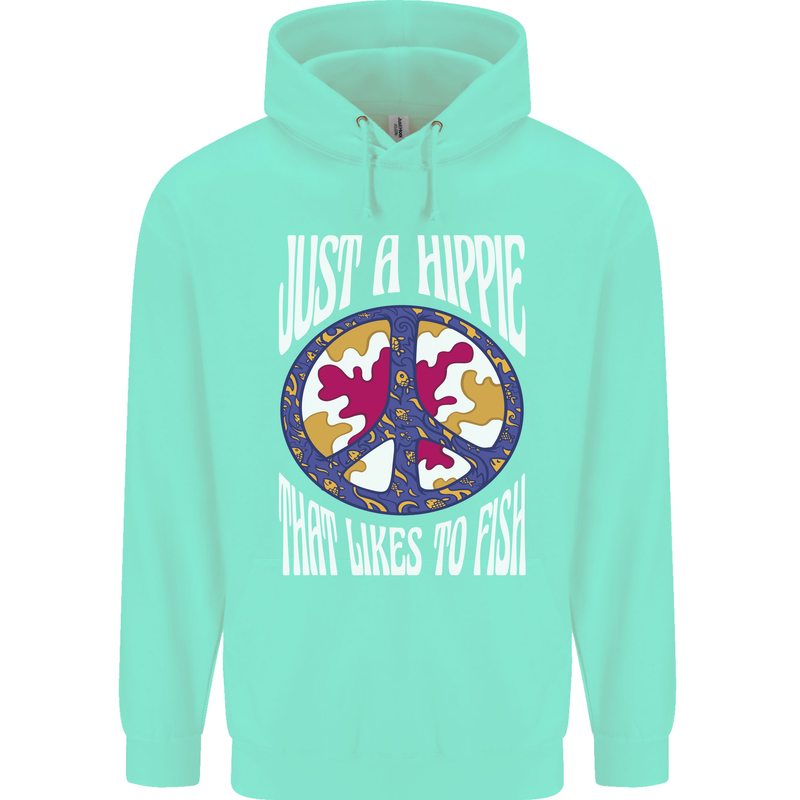 Just a Hippy That Likes to Fish Fishing Fisherman Childrens Kids Hoodie Peppermint