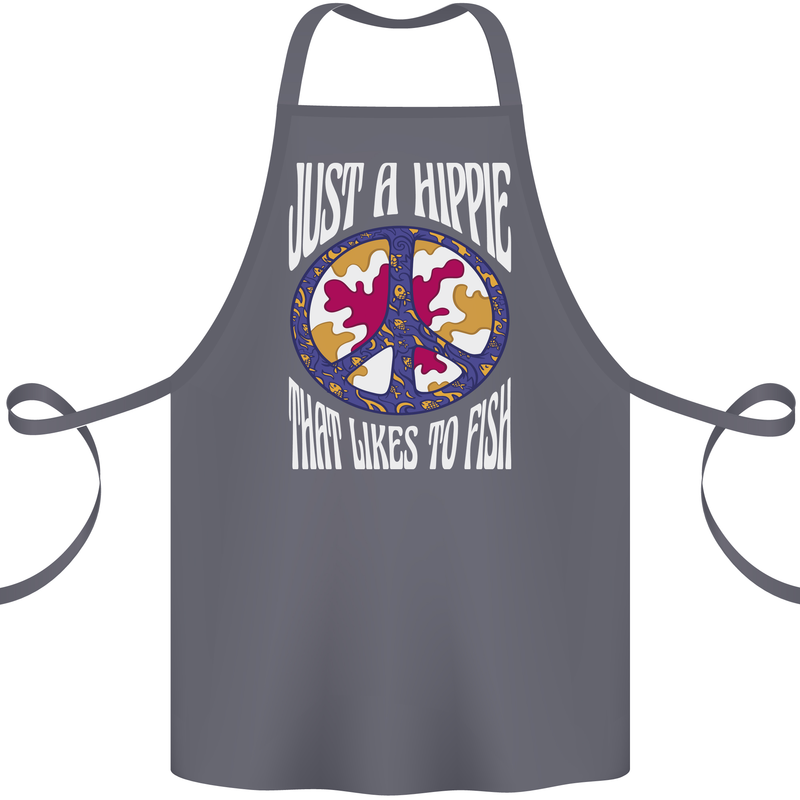 Just a Hippy That Likes to Fish Fishing Fisherman Cotton Apron 100% Organic Steel
