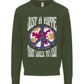 Just a Hippy That Likes to Fish Fishing Fisherman Kids Sweatshirt Jumper Forest Green