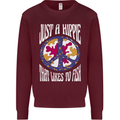 Just a Hippy That Likes to Fish Fishing Fisherman Kids Sweatshirt Jumper Maroon