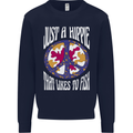 Just a Hippy That Likes to Fish Fishing Fisherman Kids Sweatshirt Jumper Navy Blue