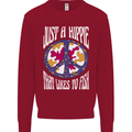 Just a Hippy That Likes to Fish Fishing Fisherman Kids Sweatshirt Jumper Red
