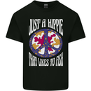 Just a Hippy That Likes to Fish Fishing Fisherman Kids T-Shirt Childrens Black