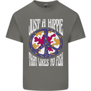 Just a Hippy That Likes to Fish Fishing Fisherman Kids T-Shirt Childrens Charcoal