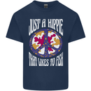 Just a Hippy That Likes to Fish Fishing Fisherman Kids T-Shirt Childrens Navy Blue