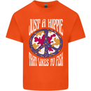 Just a Hippy That Likes to Fish Fishing Fisherman Kids T-Shirt Childrens Orange