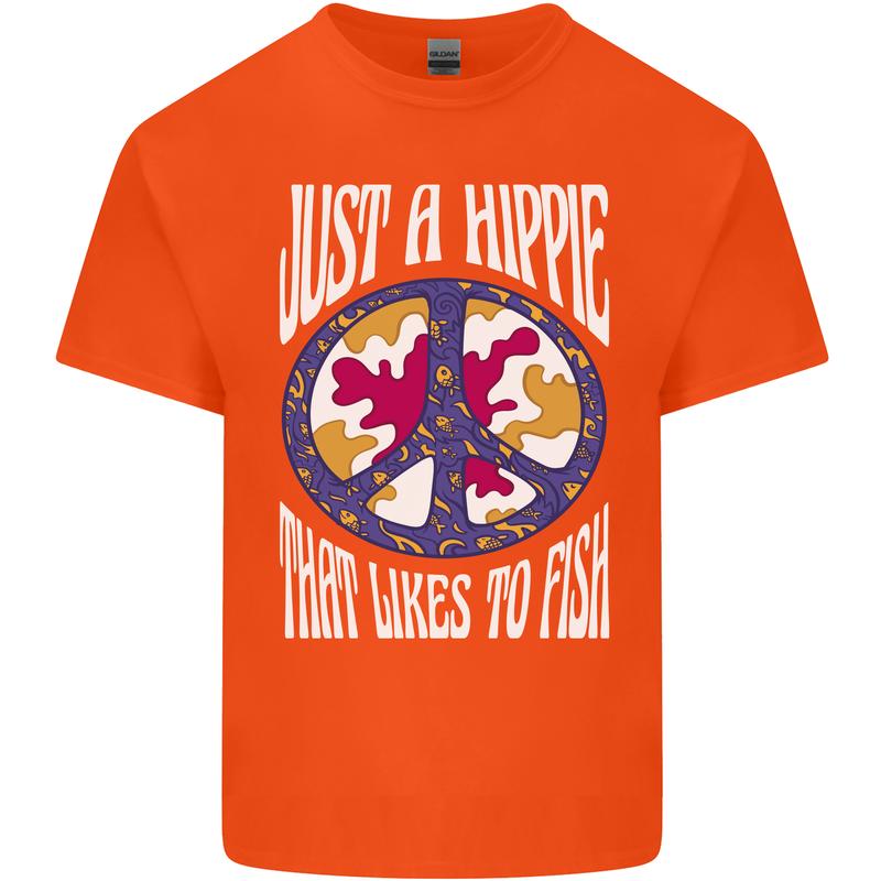 Just a Hippy That Likes to Fish Fishing Fisherman Kids T-Shirt Childrens Orange
